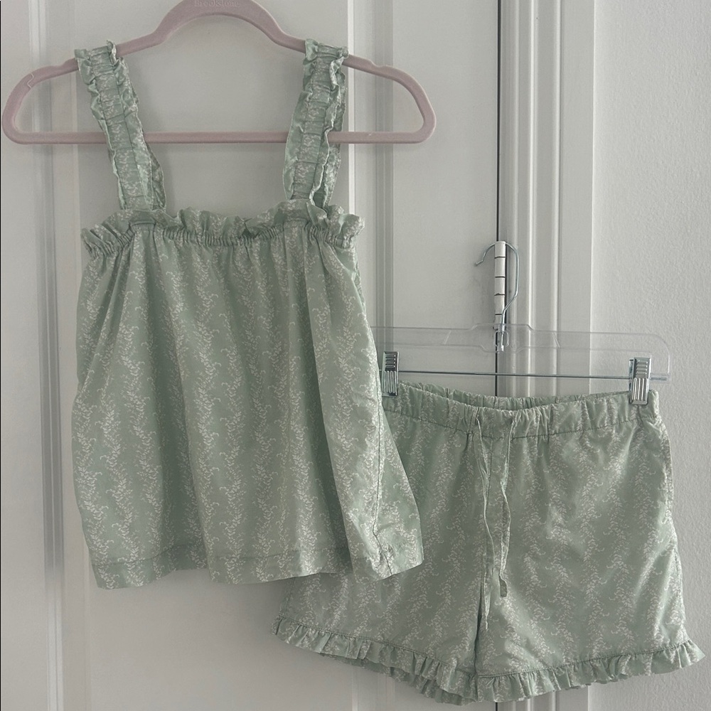 Minnow Green Ruffle Trim Top and Shorts Set 13/14